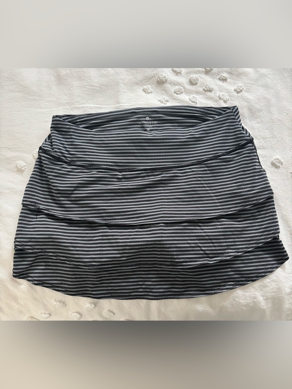 Athleta Black and Gray Striped Skater Skort